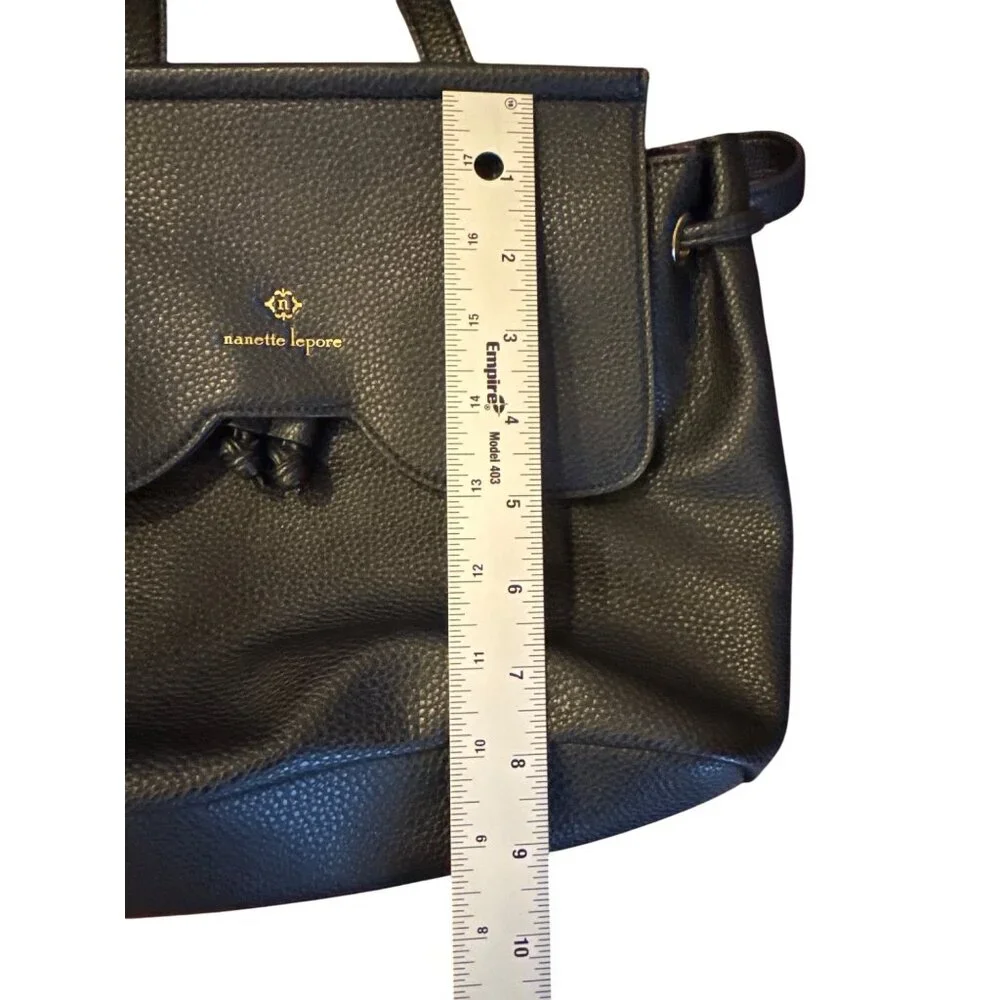 Nanette Lepore Black Faux Leather Backpack Purse Tote Convertible Bag Women's